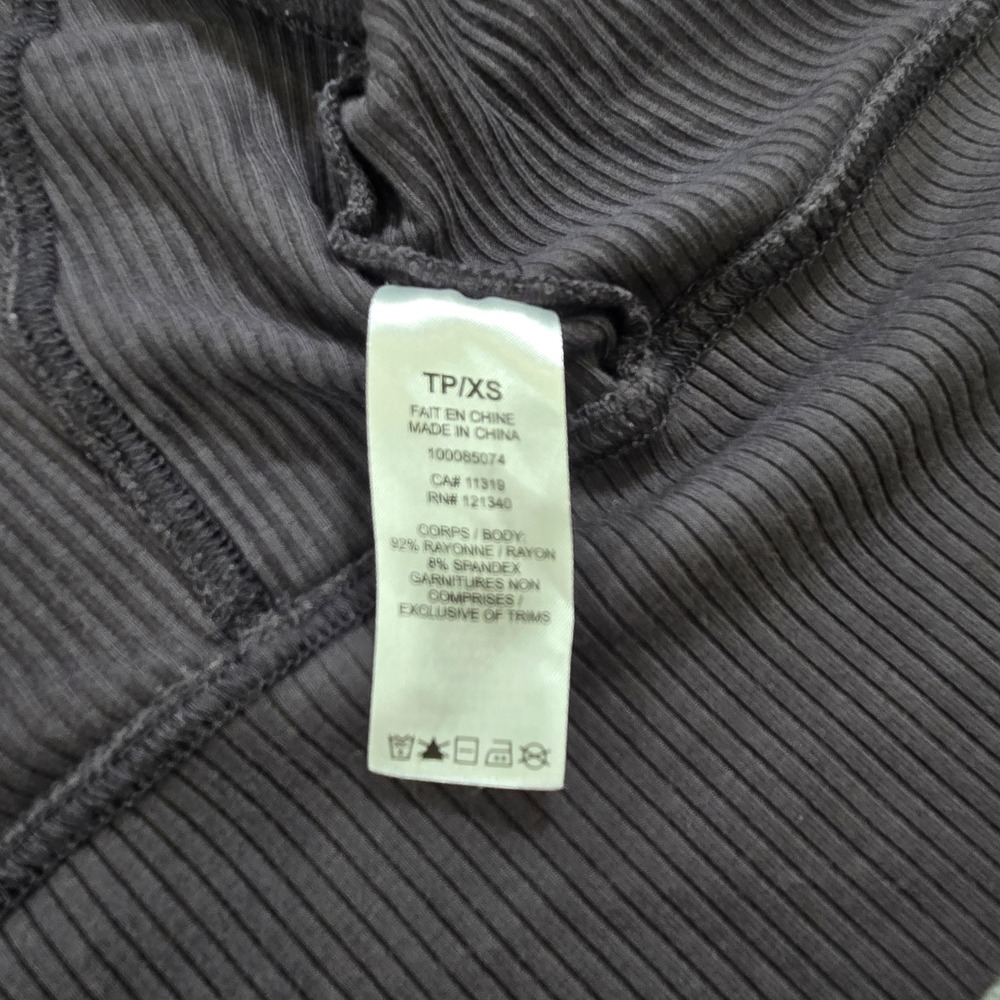 Garage Ribbed Cropped Zip Up Hoodie Dark Purple Gray XS - Picture 3 of 8